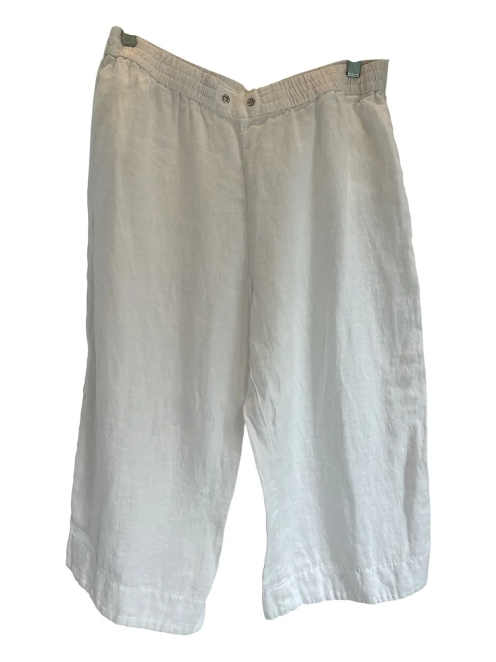 James Perse White Linen Wide Leg Crop Pants 3 L - FLAWED